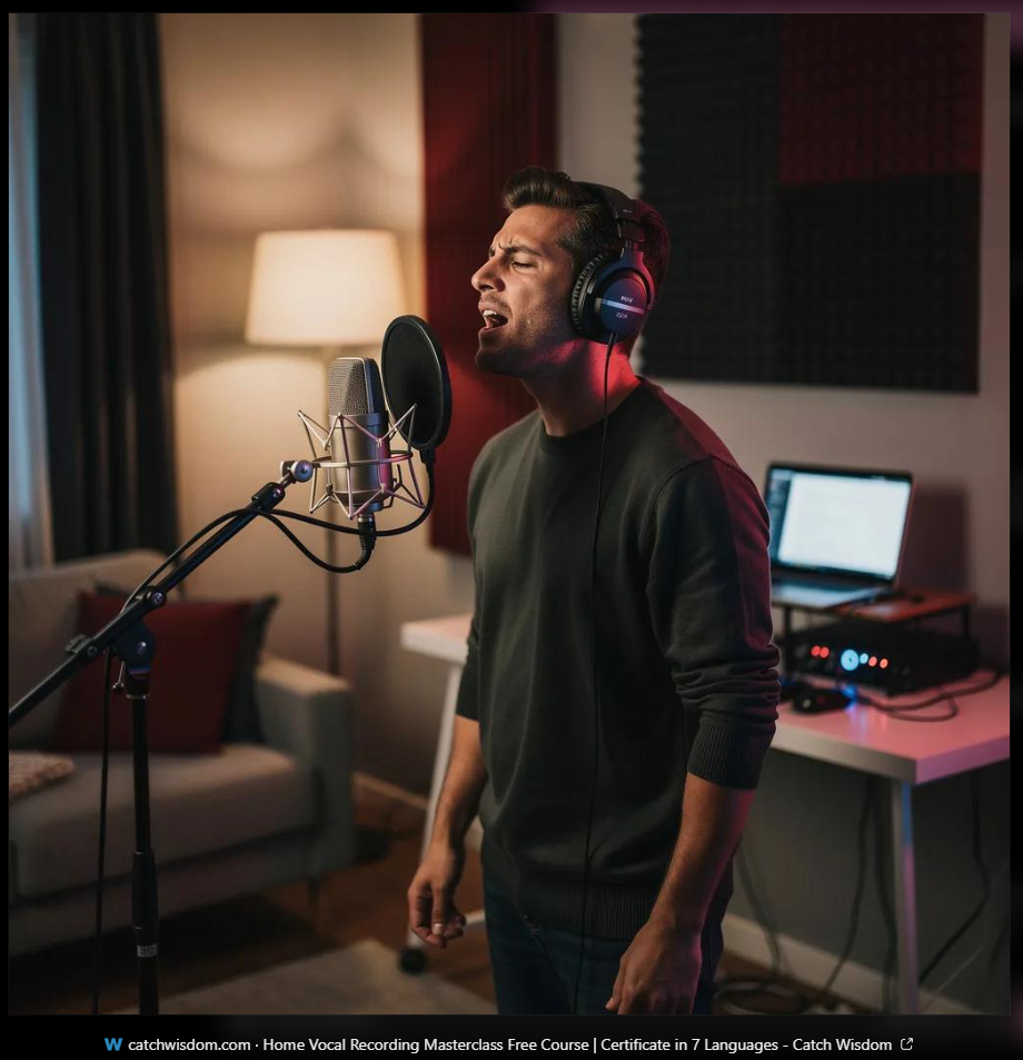 Screenshot of a singer recording in a studio, shown as the Catch Wisdom source image in a ChatGPT response.